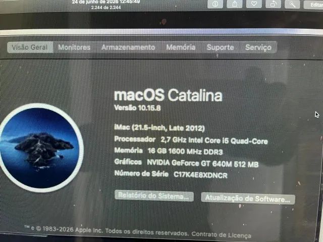 iMac 21.5 I5 2,7ghz 16gb Ssd 480gb A1418 Prateado