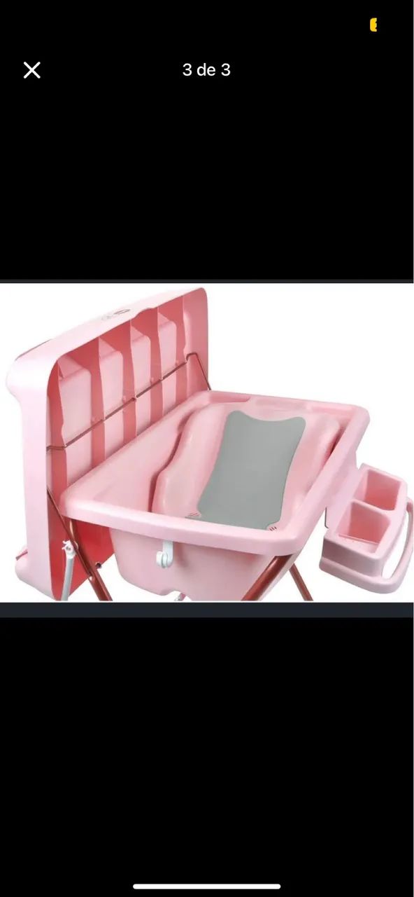 Banheira de bebê rosa semi nova  - Foto 4