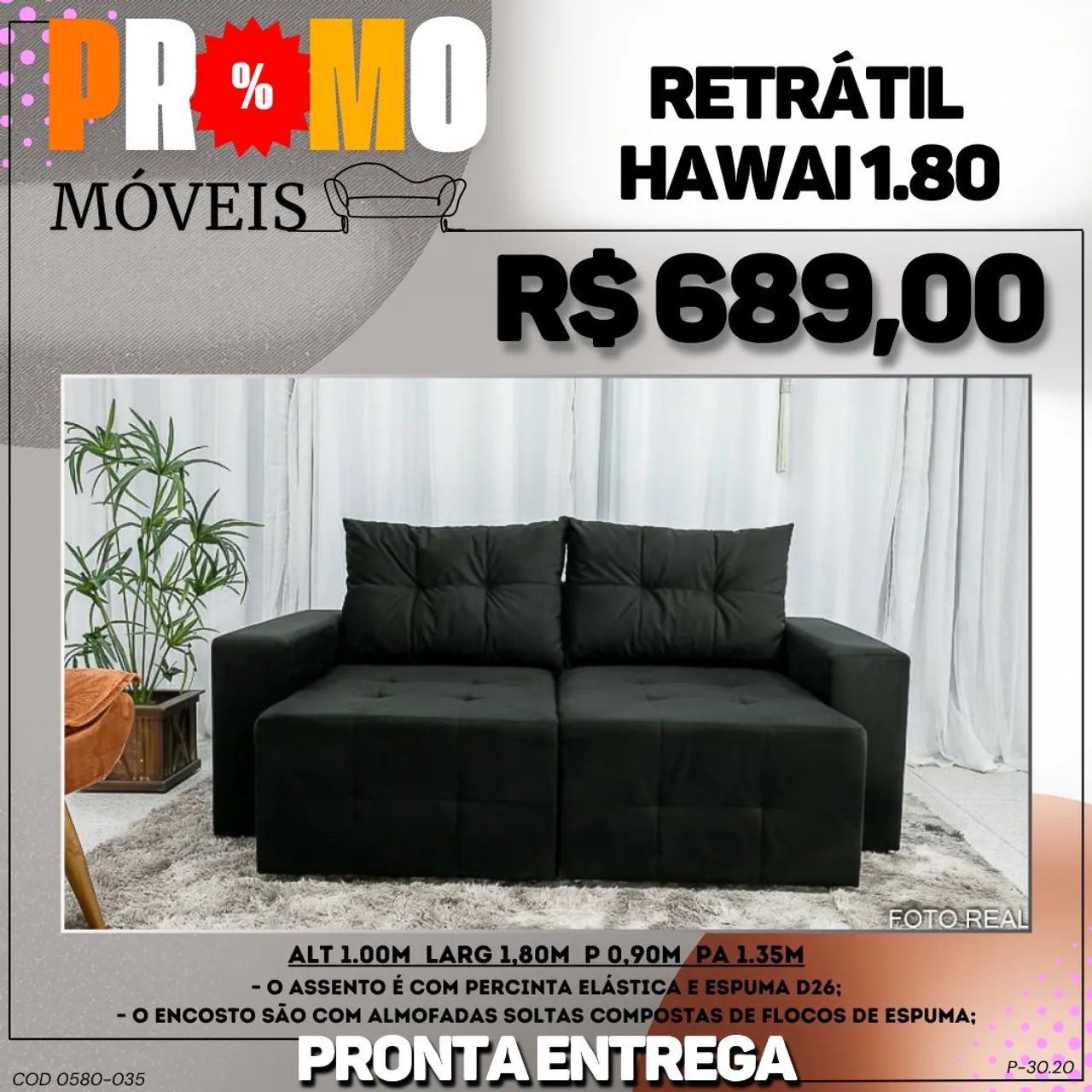 Sofá retrátil Havaí - ENTREGA IMEDIATA  - Foto 3