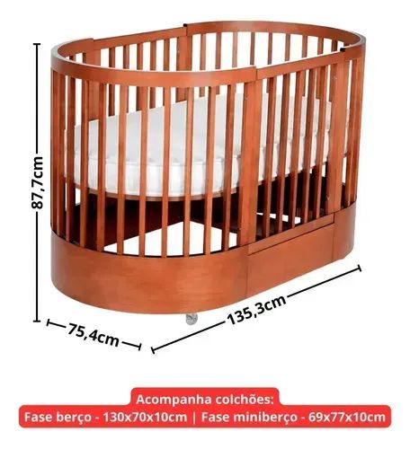 Berço Mini Cama Multifuncional 3 em 1 Wave Cor Mel Divicar - Foto 3