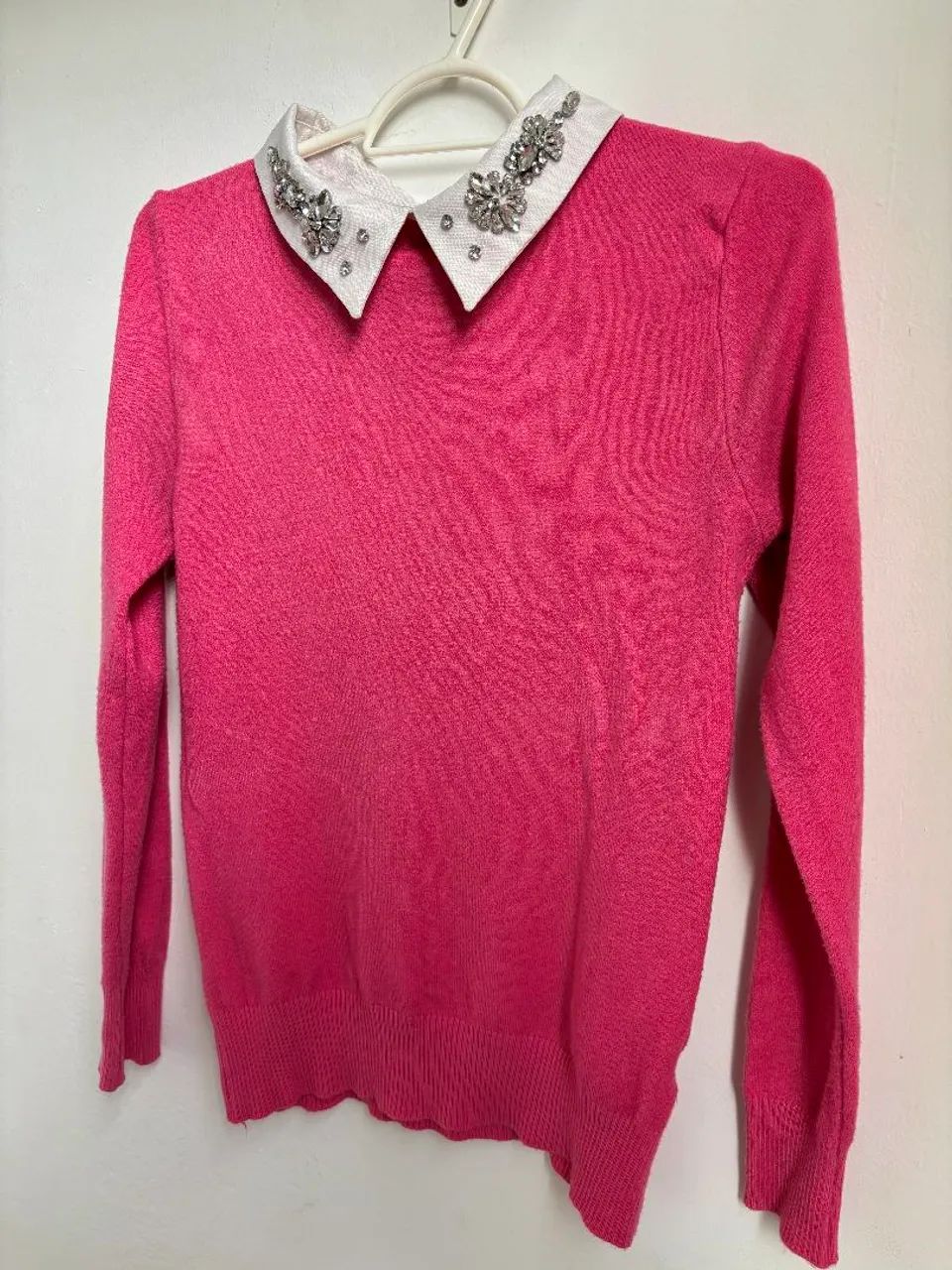 suéter j.ch99 rosa com gola bordada p - Foto 4