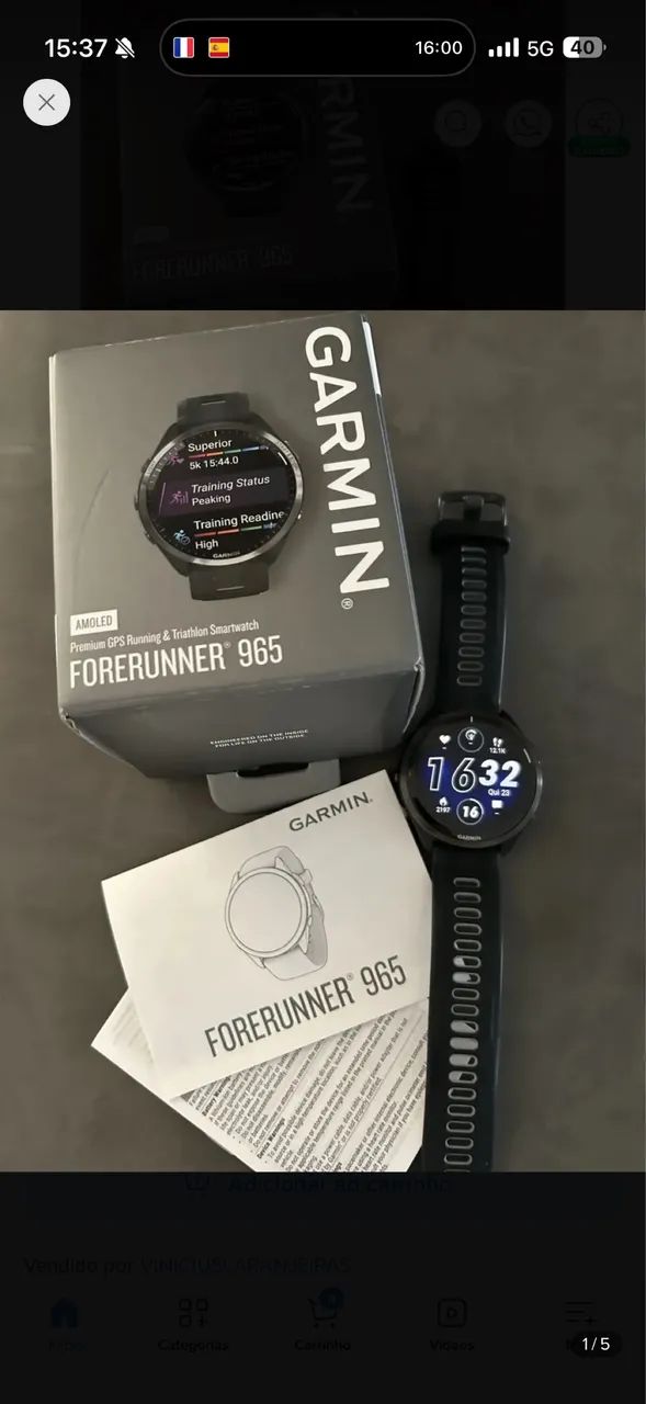 Vendo relogio Garmin 965 forerunner