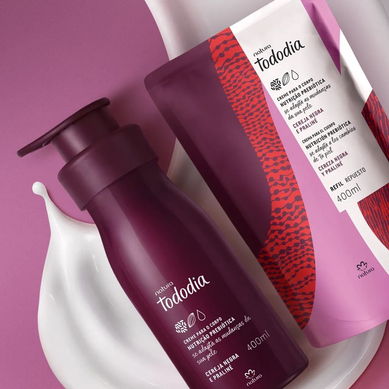 Kit Cereja Negra e Praliné Natura Tododia - Hidratante Corporal e Refil