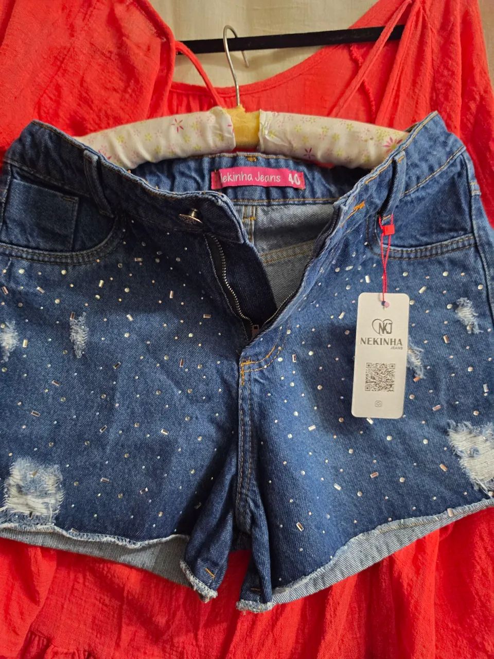 Short jeans 40 c/ brilho 