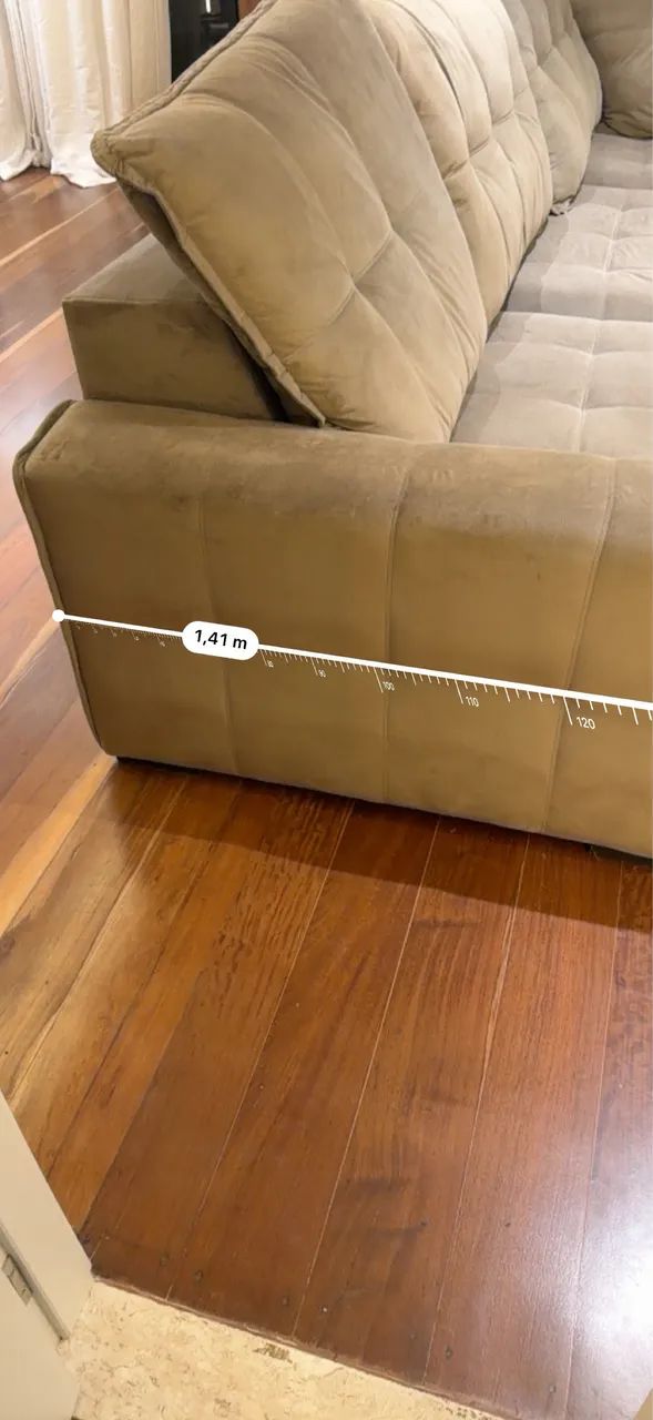 Sofá Retrátil Modular em Suede Bege - 5 Lugares - Bom Estado - Foto 2