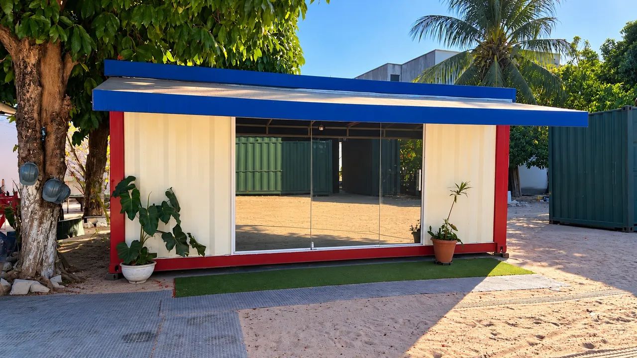 Container stand mini mercado loja 