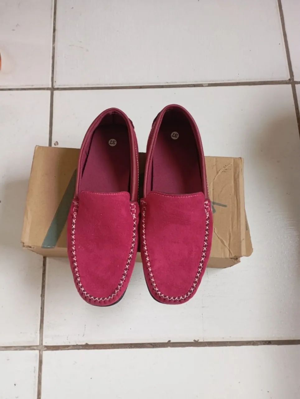 Mocassim masculino,  37,  vermelho casual confortável