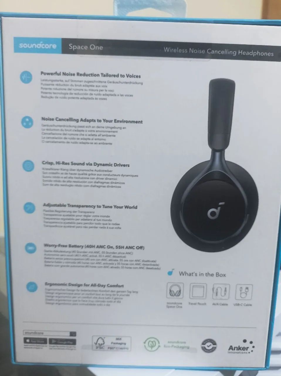 Soundcore Space One ブラック Fones De Ouvido Soundcore Space One Active Noise Cancelling