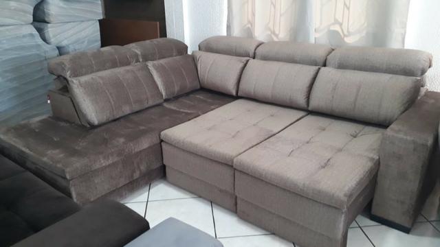 Sofá de canto 2,35 x 2,80 Retrátil e Reclinável com chaise - Foto 2