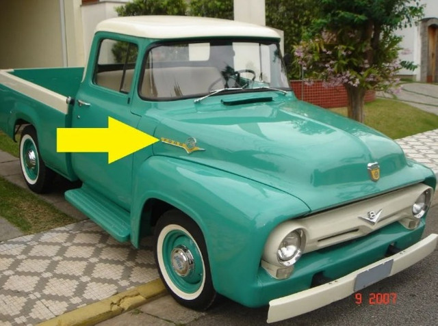 Emblema Da Ford F-100 1958 À 1961 Lateral Capô Importado Par - Foto 5