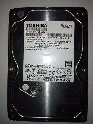 Disco rígido Hd toshiba pc 500 GB