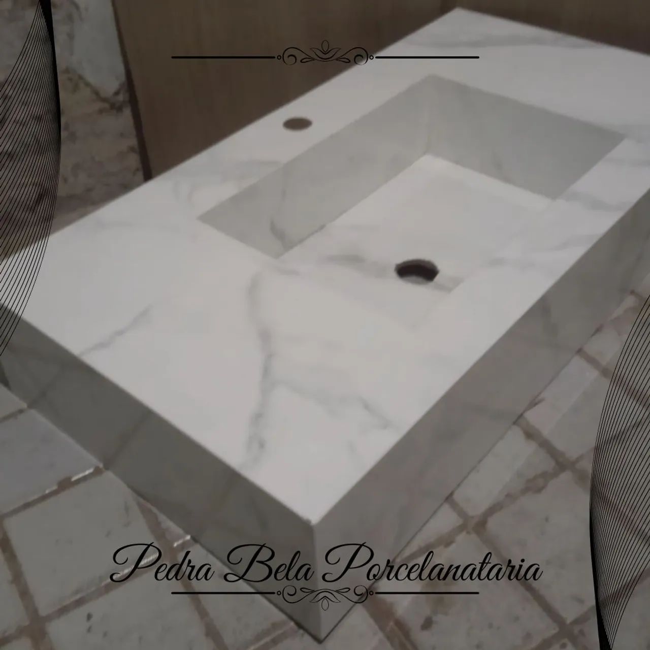 Lavatório esculpido em porcelanato à pronta entrega