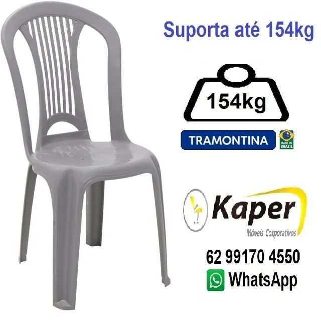 Cadeira Atlântida Tramontina Cinza  Suporta até 154kg  ( produto novo ) Promoção