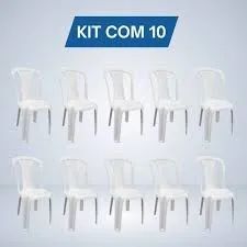 Cadeira plástica SEM braço - lote com 10 unidades