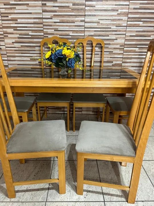 Mesa de Jantar Madeira Maciça 6 Cadeiras - Foto 4
