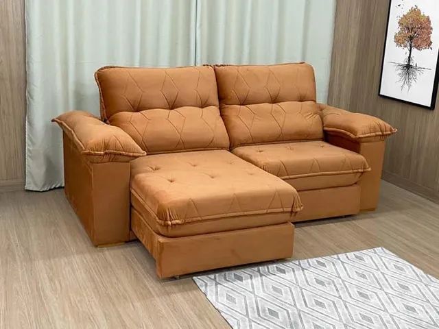 Sofá Retrátil Reclinável 2,30m Terracota Molas Ensacadas a87 - Foto 3