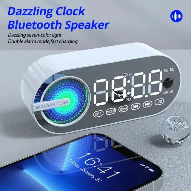 Caixa de Som Bluetooth Com Relógio Alarme Rádio Fm e Entrada SD - Foto 5