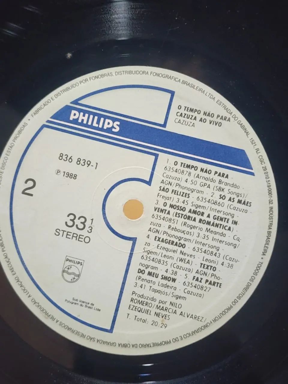 LP VINIL - CAZUZA - O TEMPO NÃO PÁRA (CAZUZA AO VIVO) - Foto 3