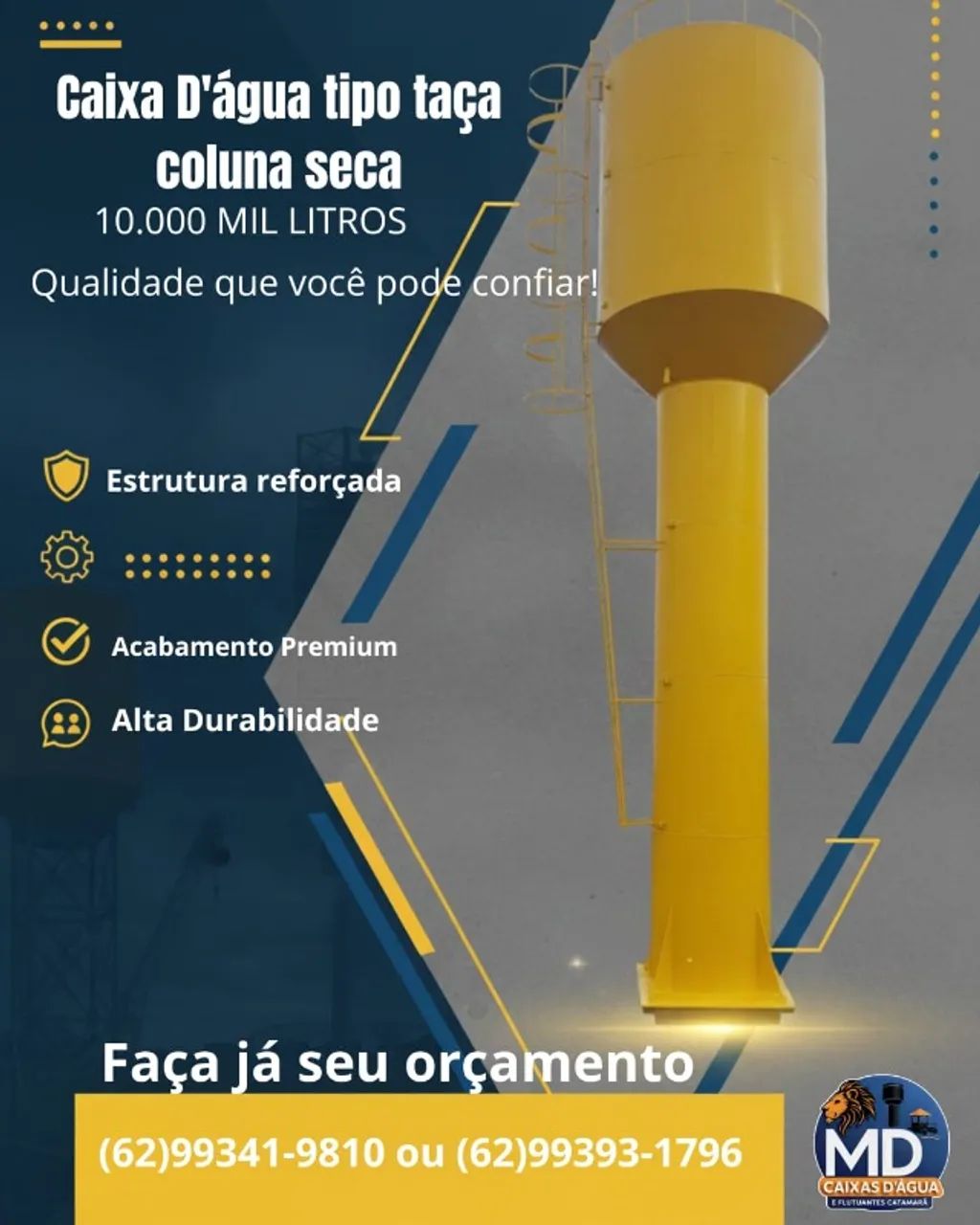 CAIXA TIPO TAÇA 10 MIL LITROS COLUNA SECA