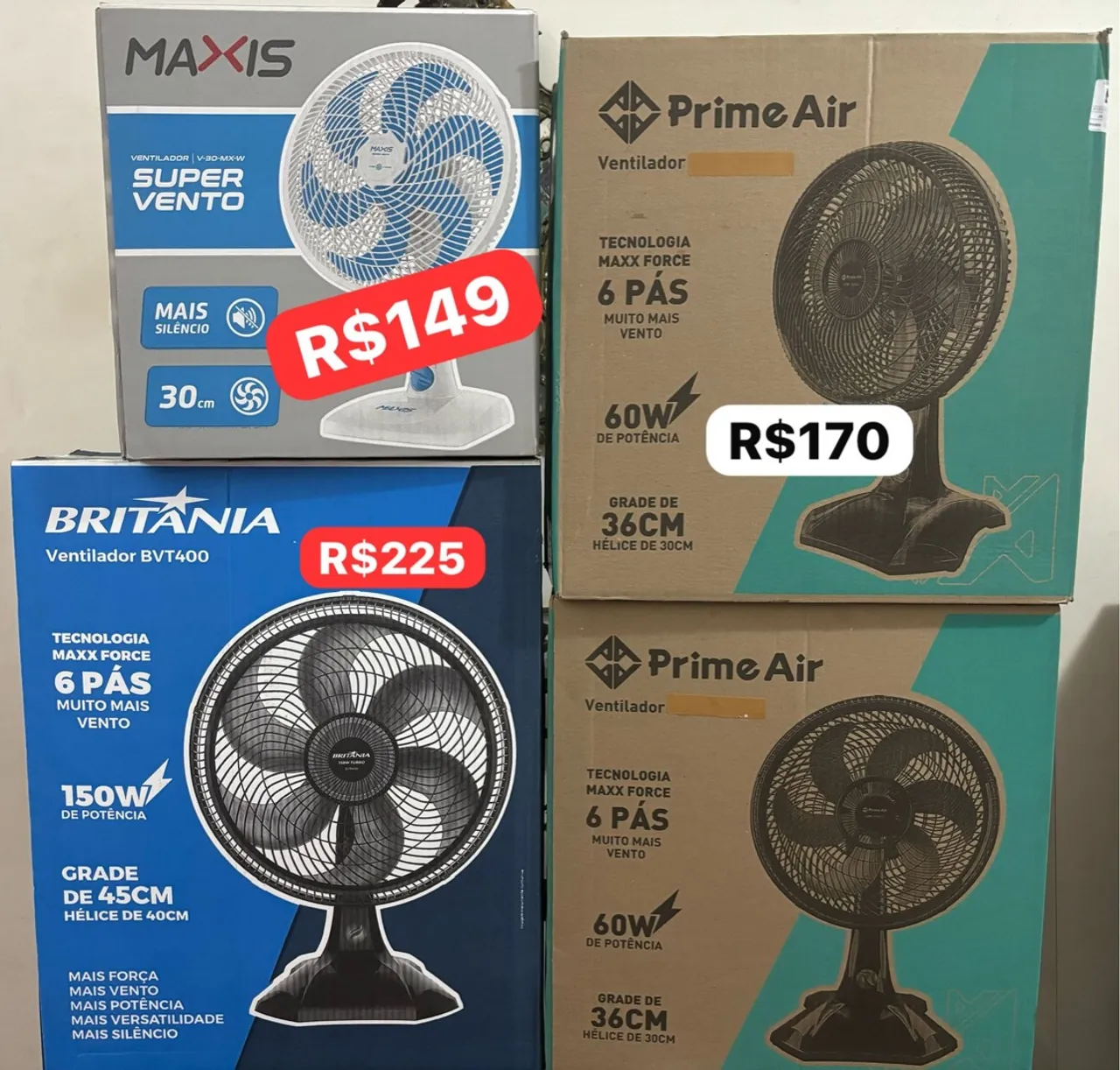 Ventilador de Mesa Britânia BVT400 - 150W - 6 Pás - Grade de 45cm