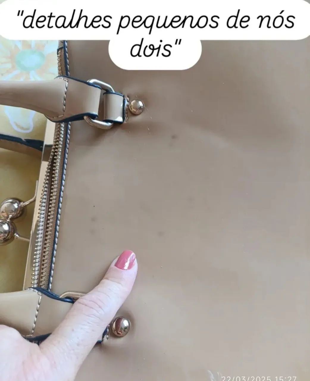 Bolsa de mão elegante e transversal em Verniz bege - Foto 5
