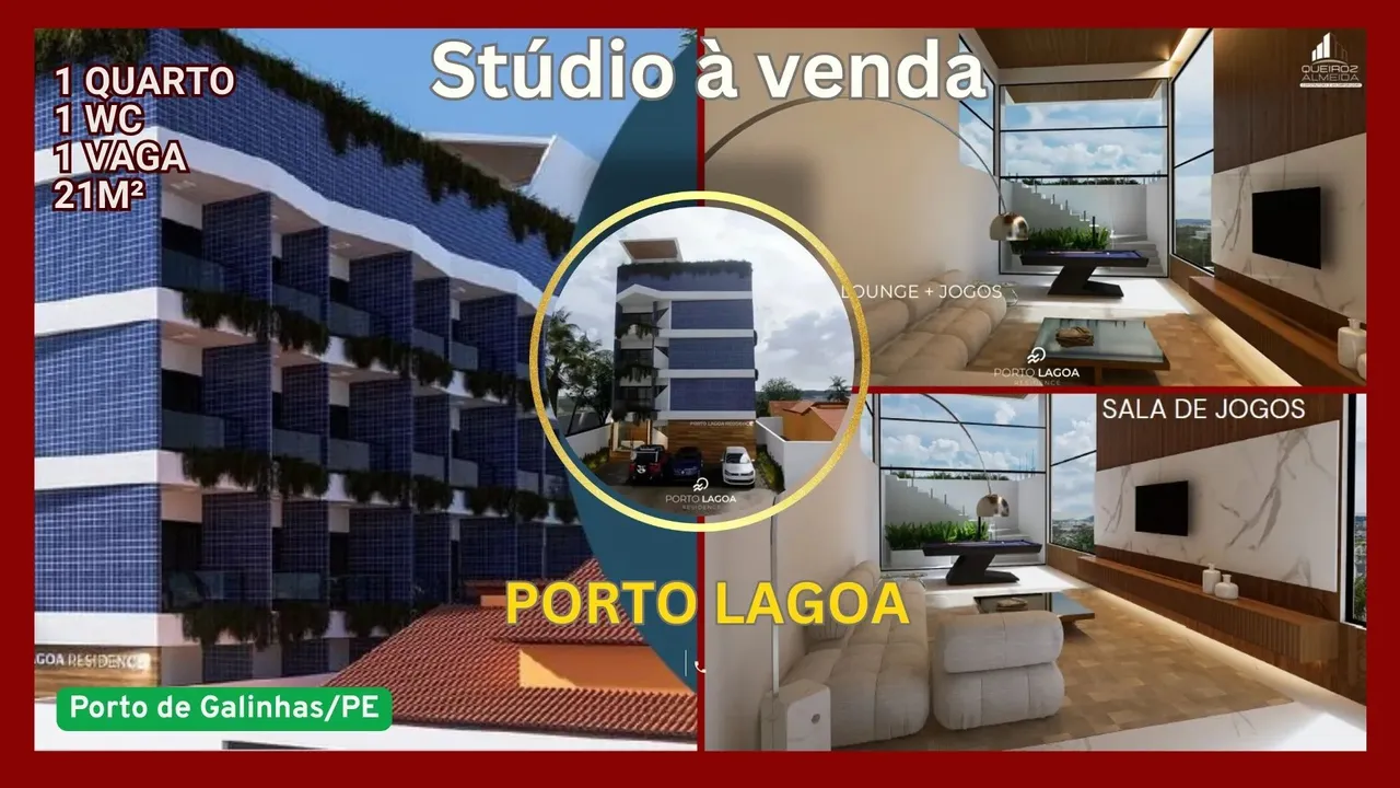 Studio à venda no Porto Lagoa em Porto de Galinhas - Ipojuca - PE 1 quarto 1 wc 1 vaga 21m