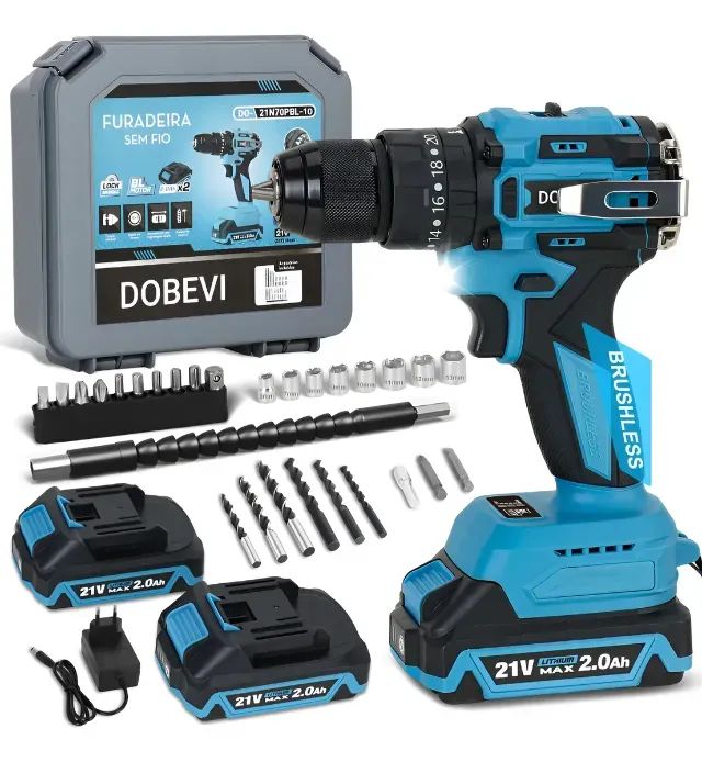 Parafusadeira E Furadeira Impacto 3 Em1 10mm C/maleta Dobevi - Azul - 60hz