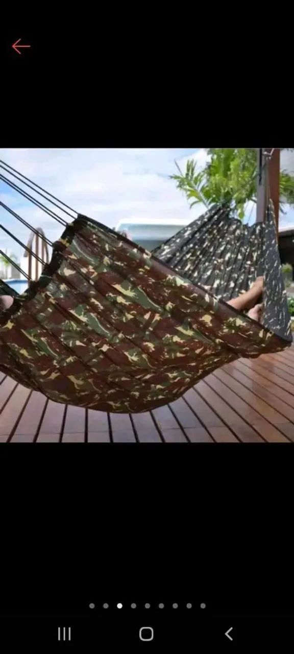 Rede de Camping Camuflada 2 por 90 reais outras a partir de 65,? 