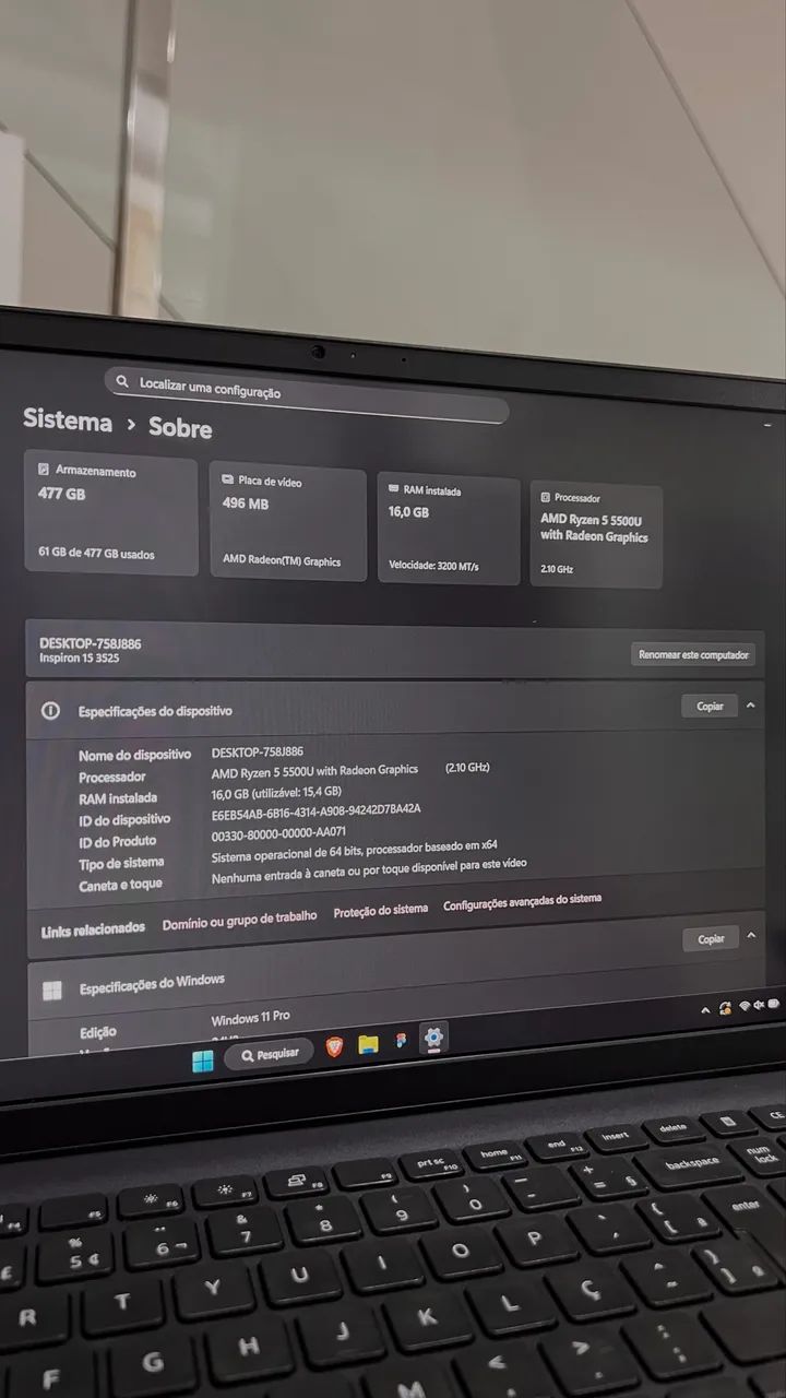 Notebook Dell Ryzen64291873237633124