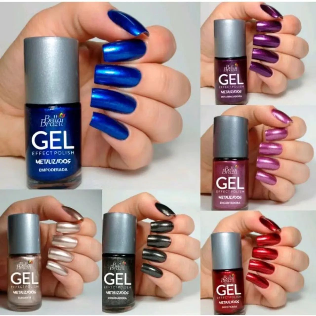 Kit 10 Esmaltes Unhas metalizado EFEITO GEL - Foto 2