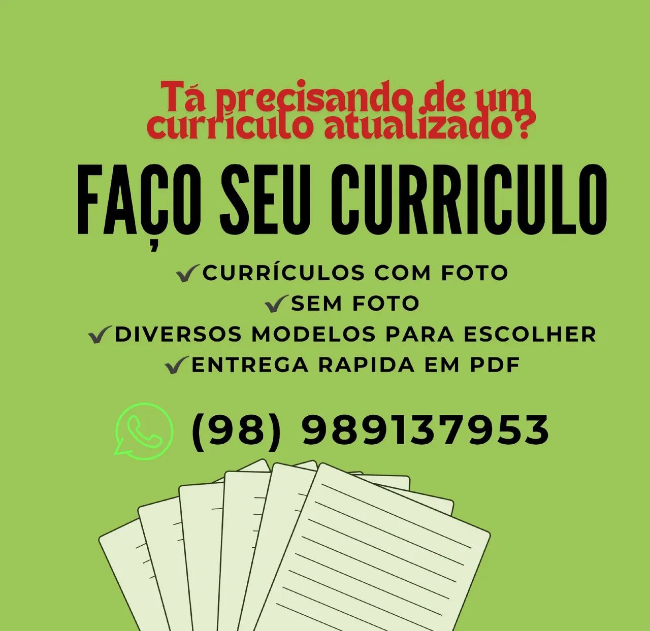 Faço seu currículo - rápido e profissional!