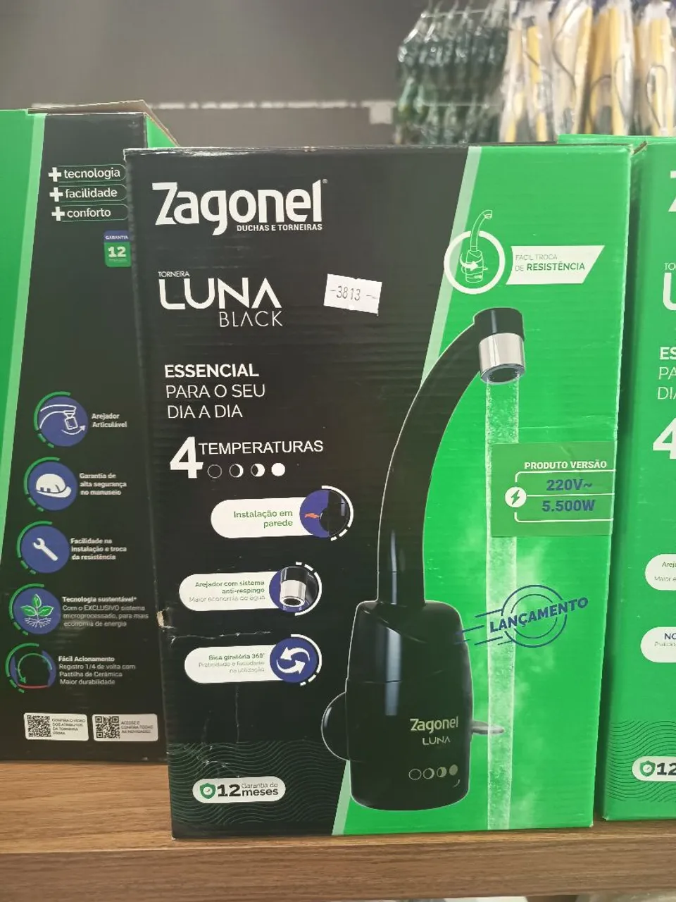 Torneira Elétrica Luna Black Zagonel