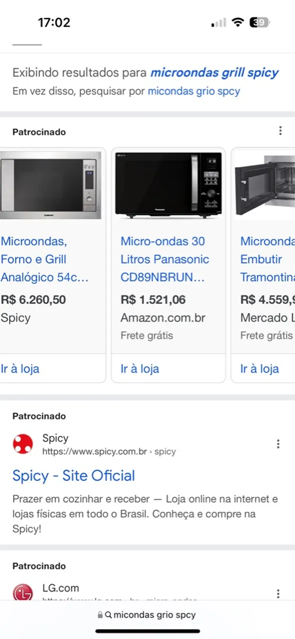 Micro-ondas Spicy Grill inox 30 litros