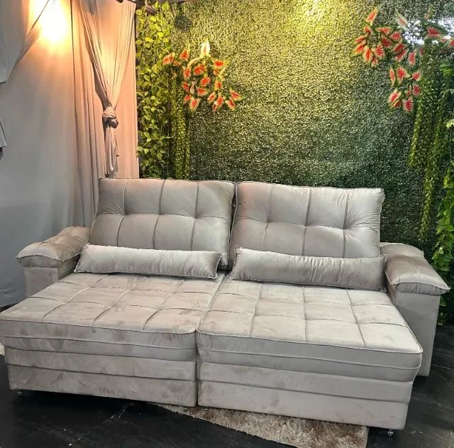 Sofá Morfeu  2 metros ou  (2.50cm R$ 1.900,00 Retrátil Marro, bege ou cinza)