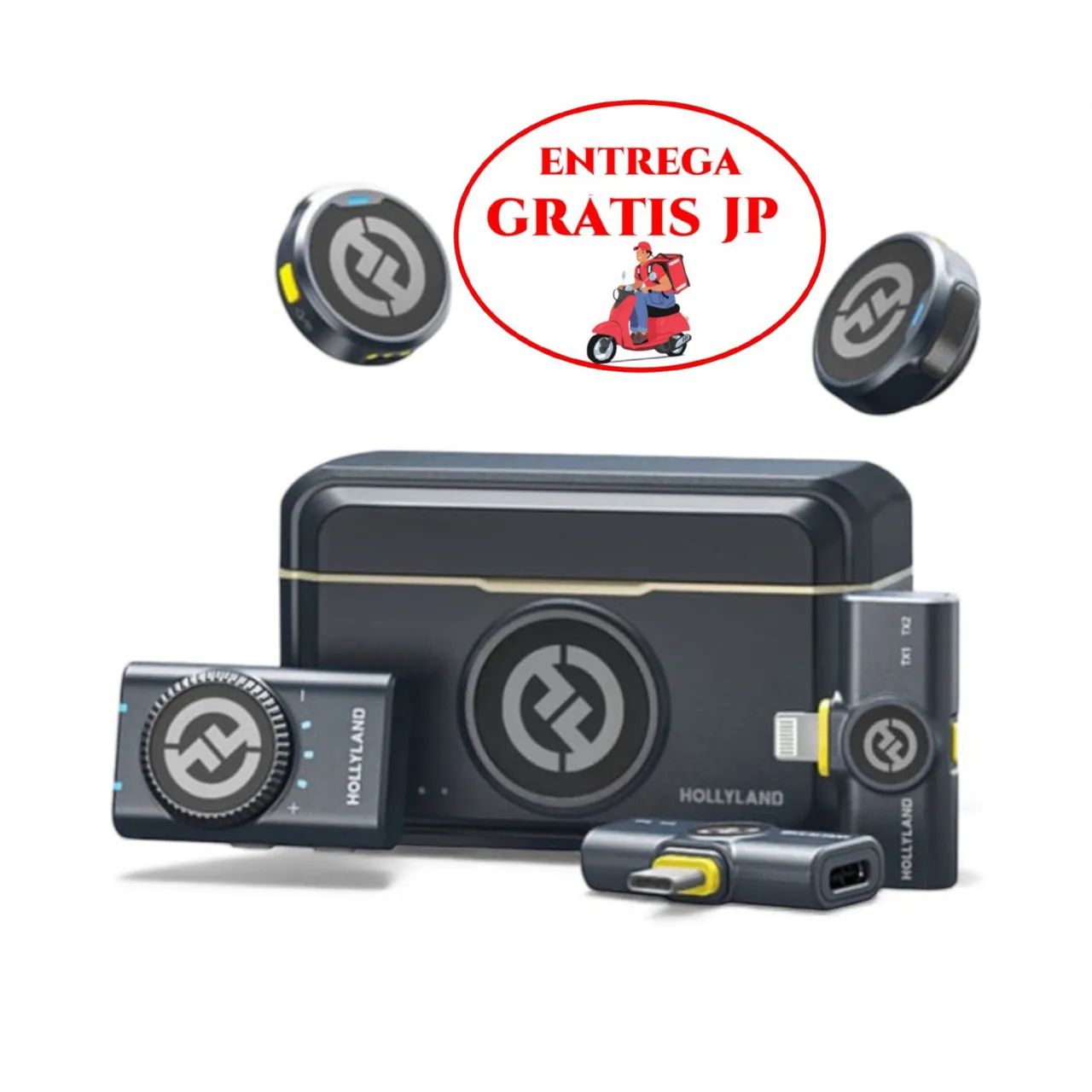 MICROFONE LAPELA HOLLYLAND LARK M2 DUPLO 3 EM 1 USB-C, LIGHTNING E CÂMERA 