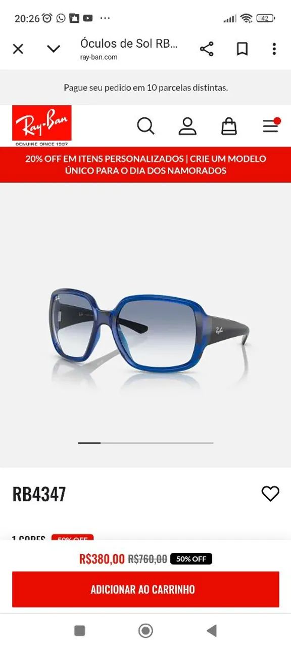 Óculos de Sol Ray-Ban Azul Original  - Foto 4