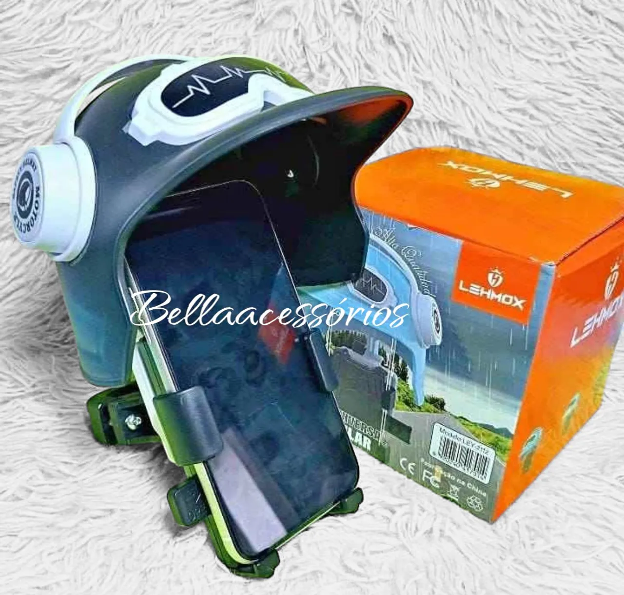 Suporte para Celular com Capacete C/ PROTEÇÃO SOLAR & CHUVA