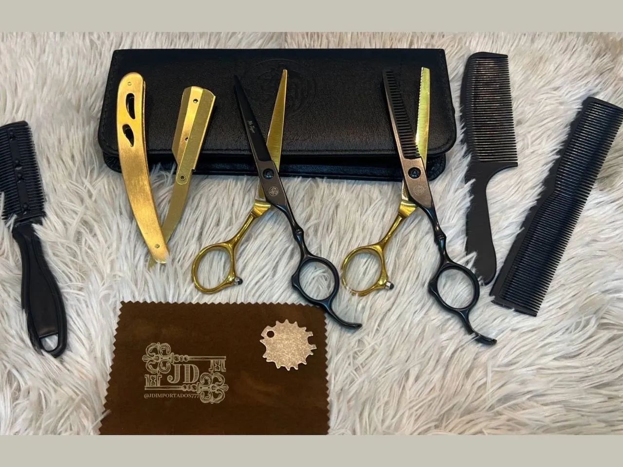  ? Kit Tesoura Japonesa 6.0? Barbeiro Profissional com Navalha e Pentes