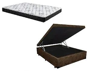 Base Box Baú Casal Marrom com Colchão Casal D20 - Entrega Rápida! 