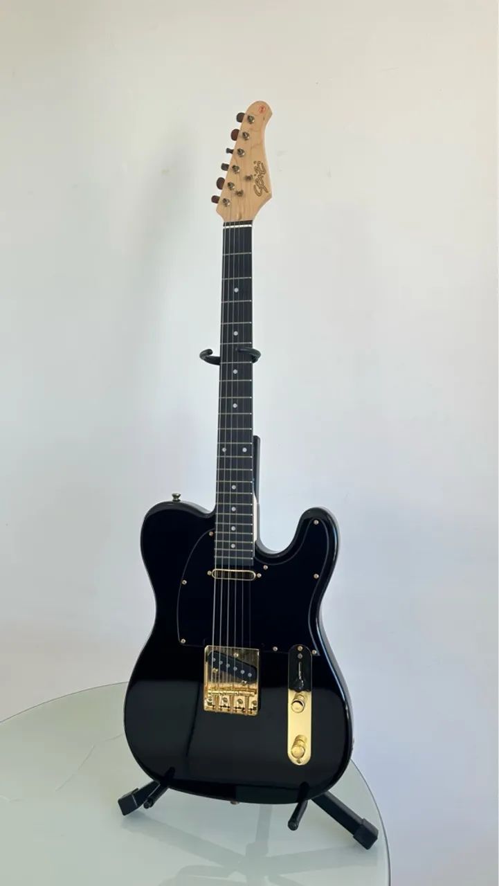 Guitarra Seizi Vintage Saitama Tl All Black Gold + Case