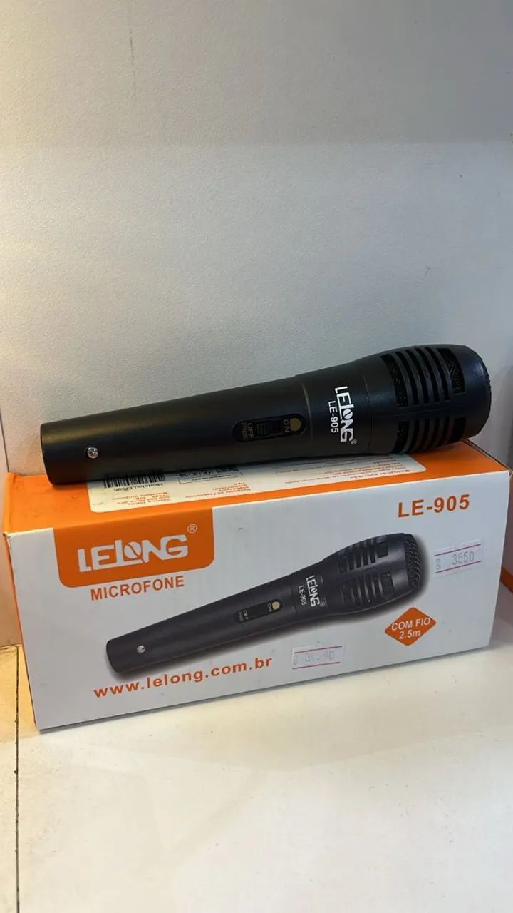 Microfone Com Fio  Profissional Le-905 Cabo P10  Palestras Igrejas -Loja Coimbra Entreg