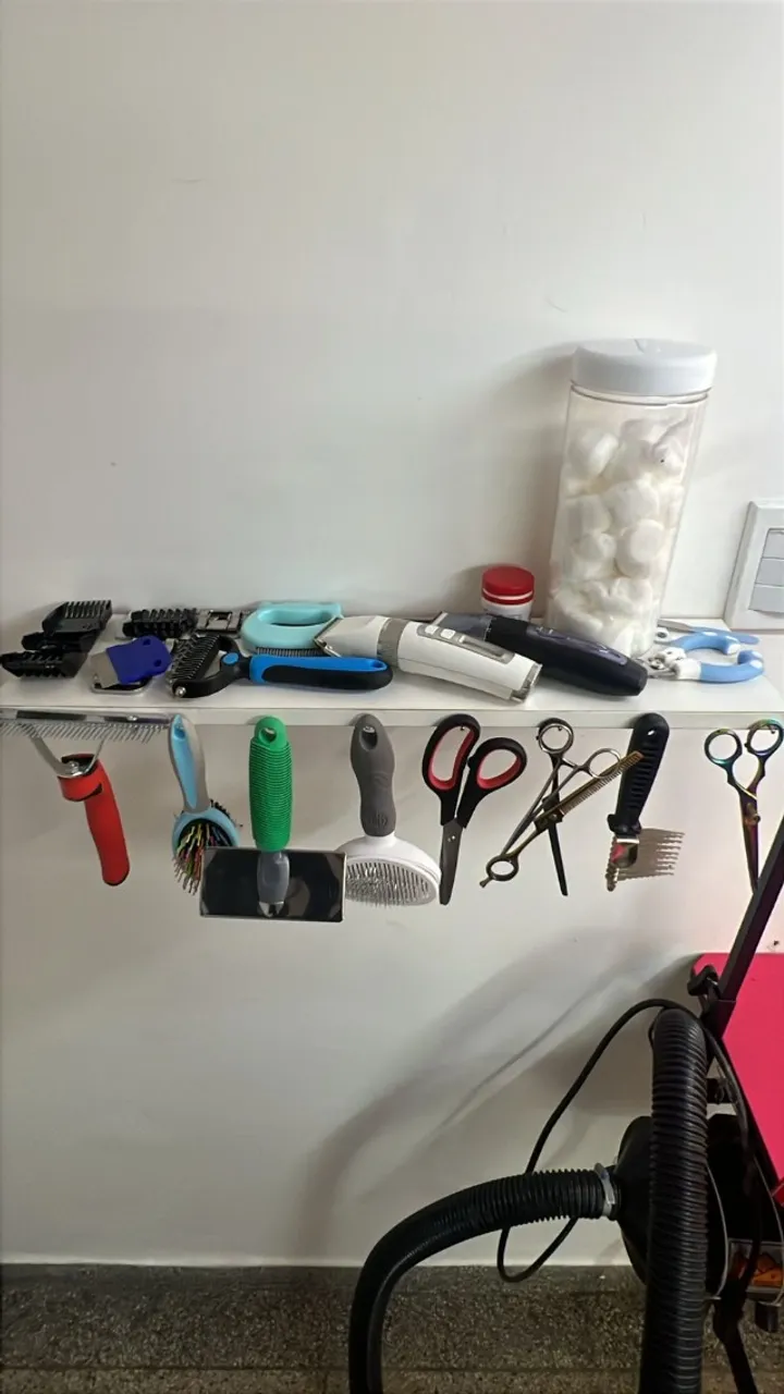 2 Maquinas de acabamento, 4 rasqueadeiras, pentes e tesouras