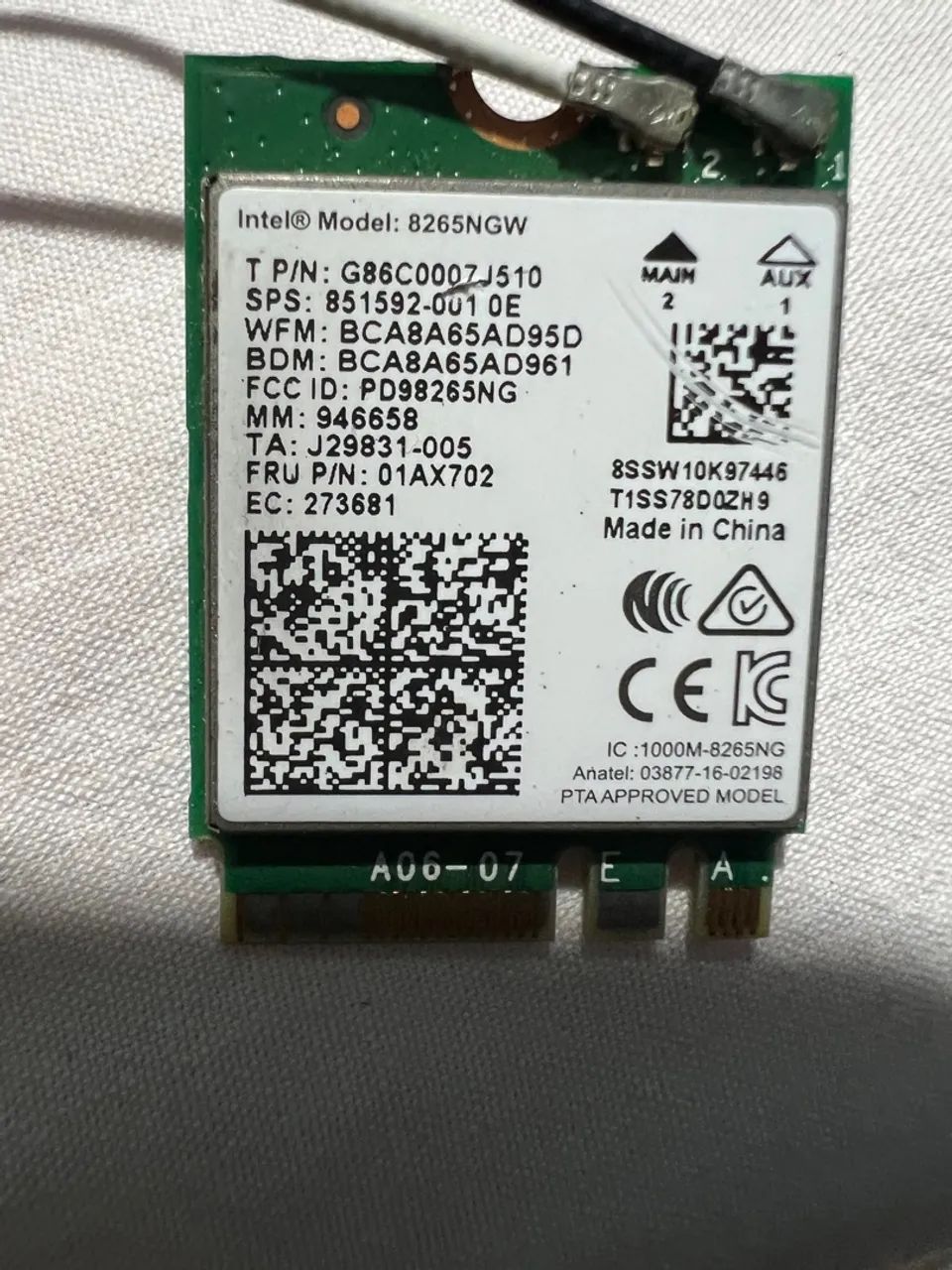 Placa Wireless Intel 8265NGW