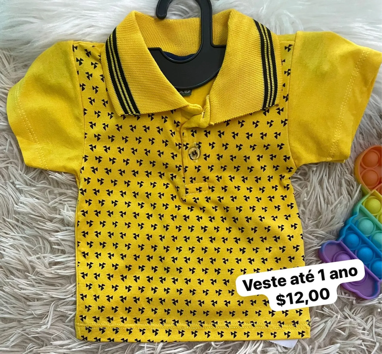 Camisa Polo Amarela Infantil - Veste até 1 ano