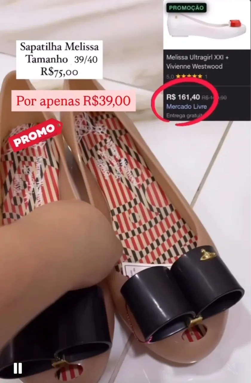 Sapatilha Melissa Vivienne Westwood 39/40 - Promoção