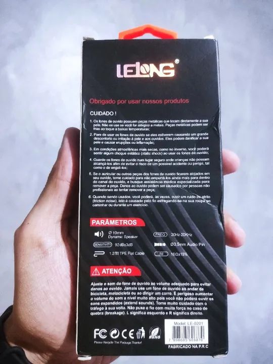 Fone de Ouvido com Microfone Com Fio LE-0201 - Preto - LELONG - Novo - Foto 3
