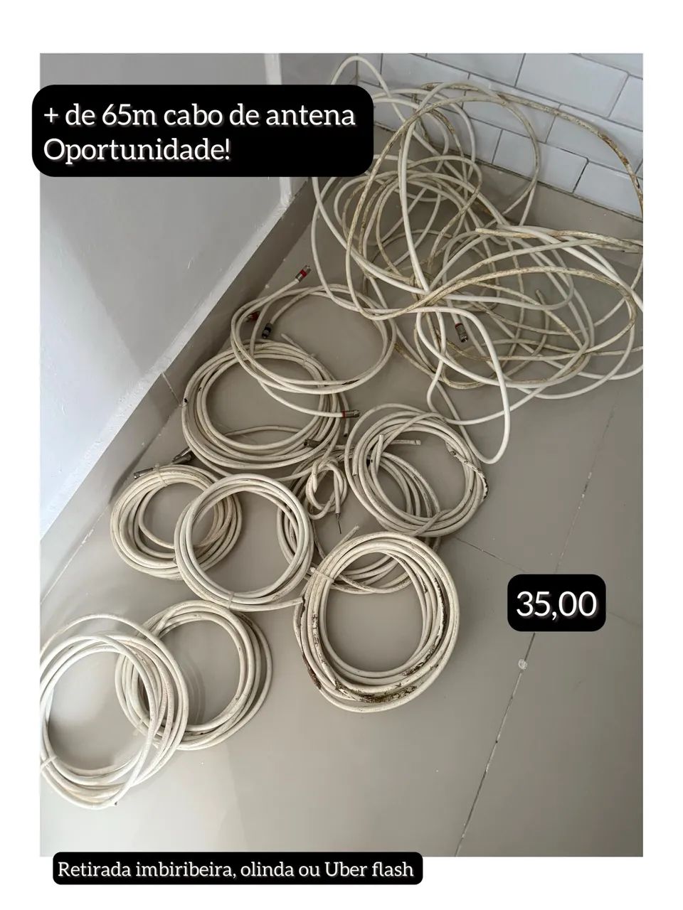 Fio de antena branco 65m LOTE OLINDA 