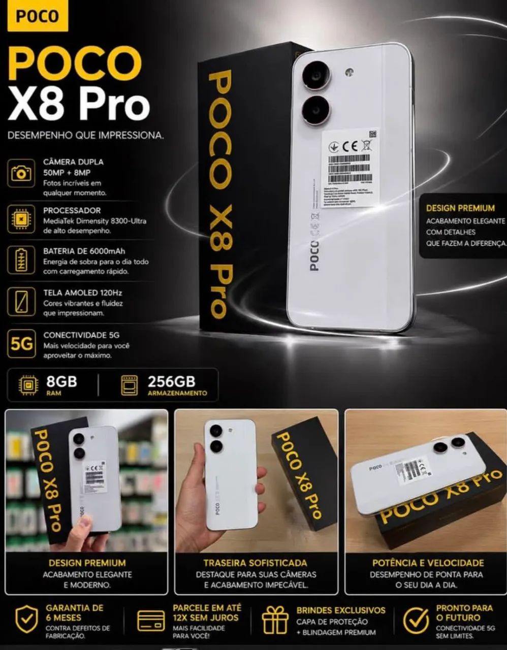 Xiaomi POCO X8 PRO 5G 256GB NOVO BRANCO