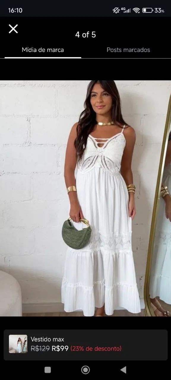 Vestido branco algodão renda