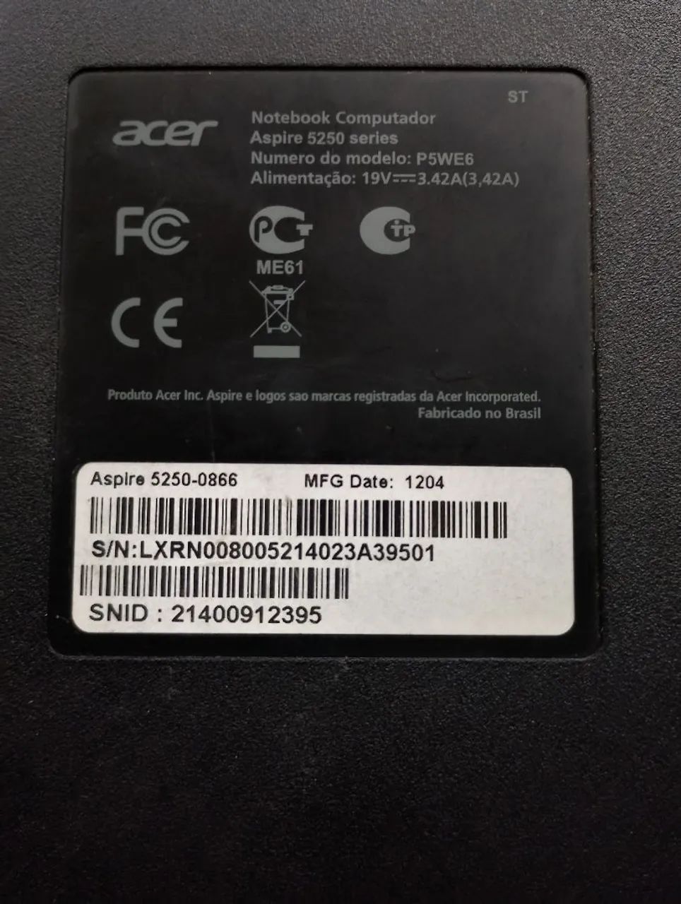 Notebook aspire 5250 séries + fonte + bateria funcionando LEIAM !! - Foto 5